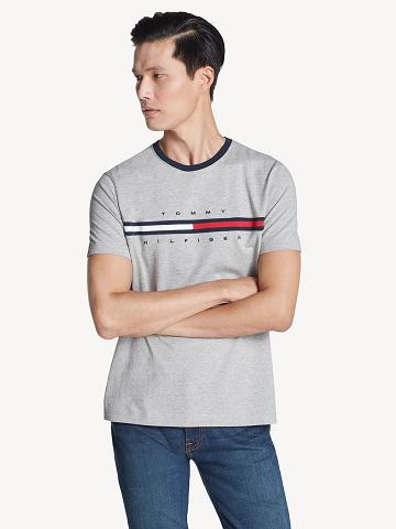 Férfi Tommy Hilfiger Essential flag logo Póló Szürke | HU 811ILH